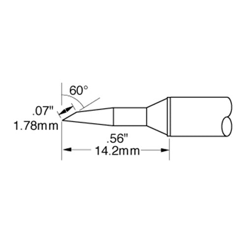 Metcal Bevel (STTC) (Bevel/L) 60° x 1.78mm (∅ x L) 0.83mm x 6.4mm 500 Series STTC-547