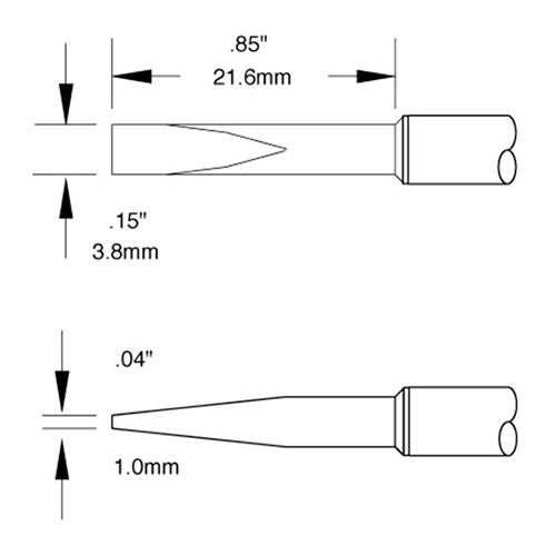 Metcal Chisel (STTC) 12° Long Reach (W x L) 3.8 x 21.6mm 800 Series STTC-820