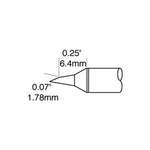 Metcal Bevel (STTC) (Bevel/L) Power 60° x 1.78mm (∅ x L) 0.83 x 6.4mm 800 Series STTC-847P