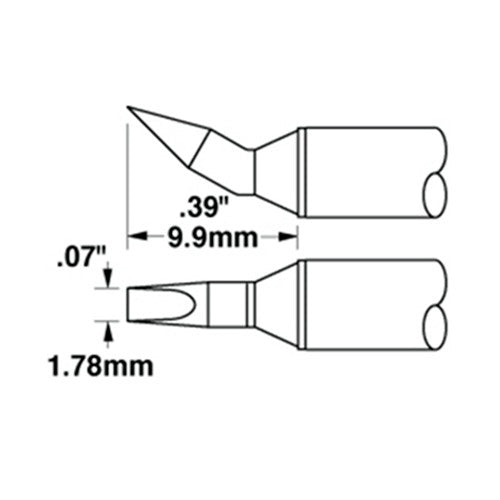 Metcal Chisel (STTC) 30˚ Bent (W x L) 1.8 x 9.9mm 800 Series STTC-898