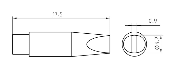 Weller RTM 032 S MS Tip Chisel 3.2x0.9mm T0050101099