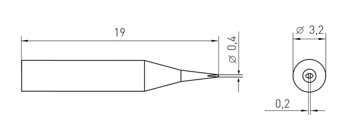 Weller RTM 004 S MS Tip Chisel 0.4x0.2mm T0054461599N