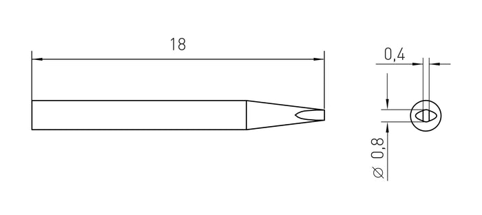 Weller RTM 008 S MS Tip Chisel 0.8x0.4mm T0054462399N