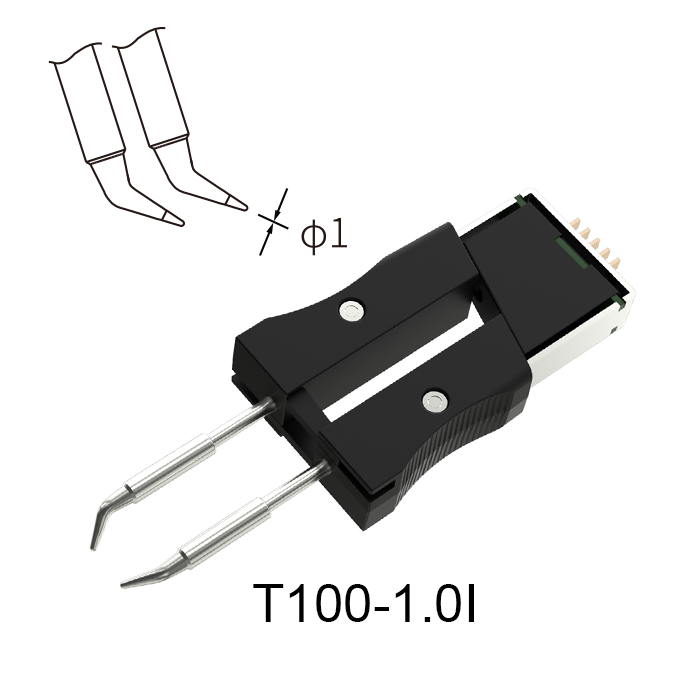 Atten T100-1.0I 100W Integrated Heater 1.0mm Conical Bent Tweezer Tip for GT Series
