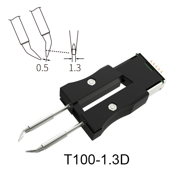 Atten T100-1.3D 100W Integrated Heater 1.3mm Chisel Bent Tweezer Tip for GT Series