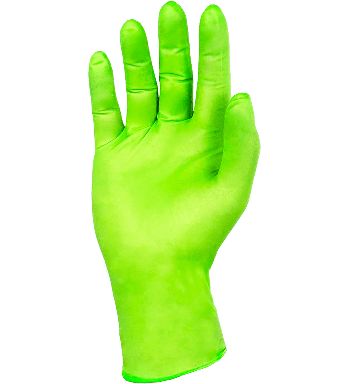 TGC Neon Green Nitrile Gloves Box of 100 - Large