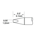 Metcal Ultrafine Soldering Cartridge Chisel, 1.2x5mm 700 Series UFTC-7CH12