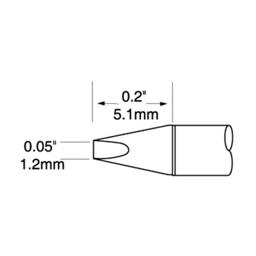 Metcal Ultrafine Soldering Cartridge Chisel, 1.2x5mm 700 Series UFTC-7CH12