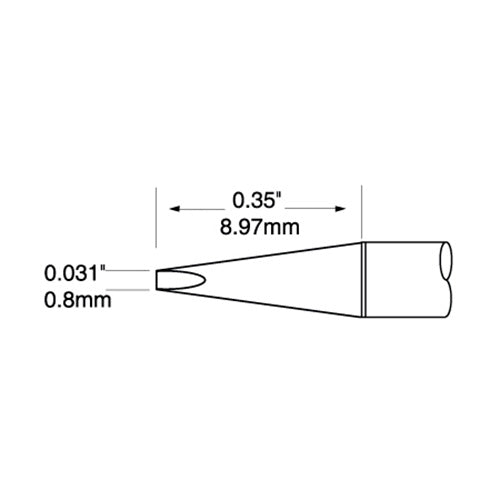 Metcal Ultrafine Soldering Cartridge Chisel Long 0.8mm x 9.0mm 700 Series UFTC-7CHL08