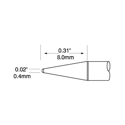 Metcal Ultrafine Soldering Cartridge Conical 0.4x5.0mm 700 Series UFTC-7CN04