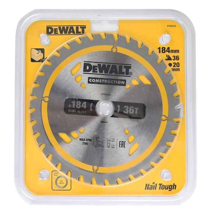 Dewalt Saw Blade Construction 184mm X 36T (16/20mm)