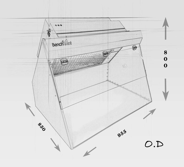 BenchVent Dual Speed Fume Cabinet (Hood ID 960 x 660x 620) BV930H-C