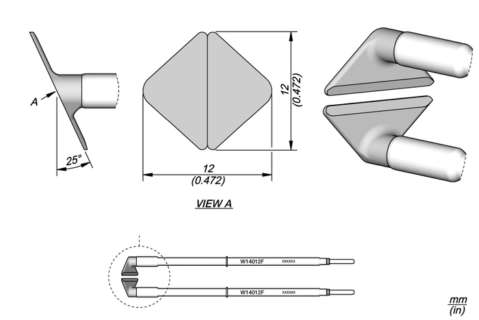 JBC Flat Blade Cartridges 12mm W14012F