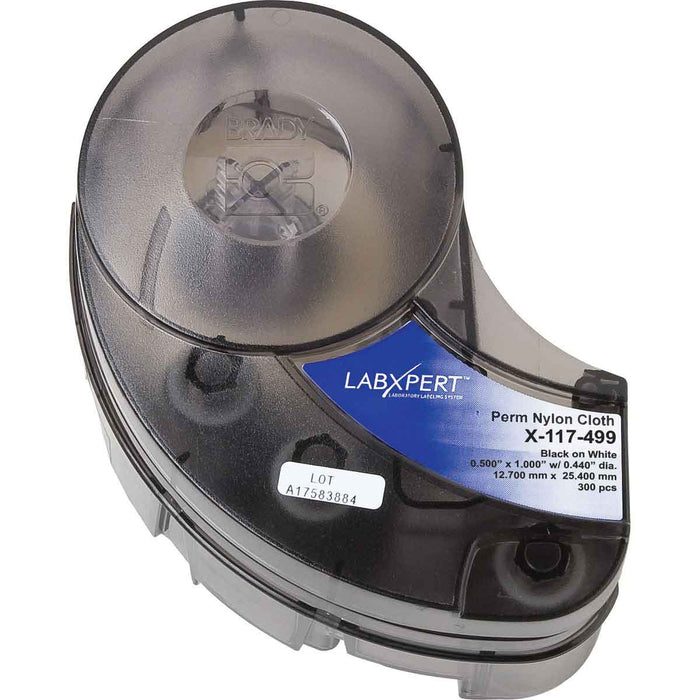 Brady LABXPERT Nylon Cloth Labels X-117-499 Black on White 12.7 x 25.4mm 300 Pce