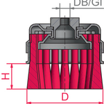 Lessmann Knot Cup Brush without Bridle dia 150mm 36 Z Steel Wire STH Straight 0.50mm Thread M14