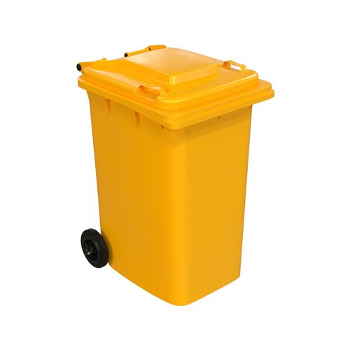 240L Yellow Wheelie Bin with Lid