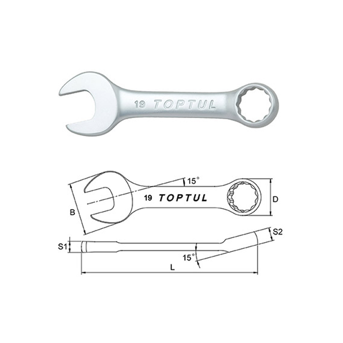 Toptul Midget Combination Spanner 9mm
