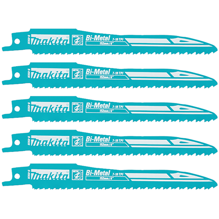 Makita 152x0.9mm 17-18TPI Super Express Steel Reciprocating Saw Blades 5 Pack