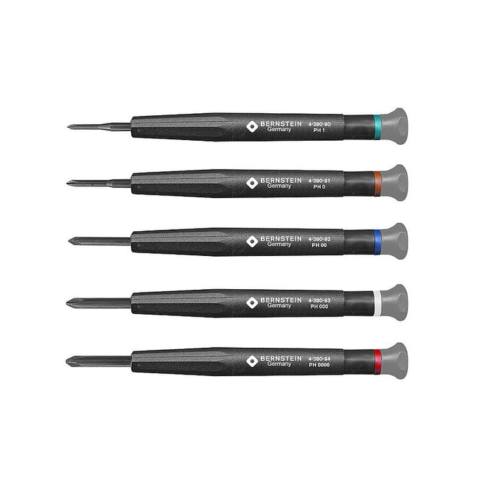 Bernstein Micro Screwdriver Phillips-Recess PH0000-PH1 Set 5 Piece in Plastic Box 4-380-PH