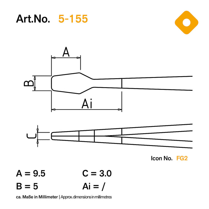Bernstein Crossed Tweezers 160mm Form R30 with Gripper Jaws Serrated 5-155