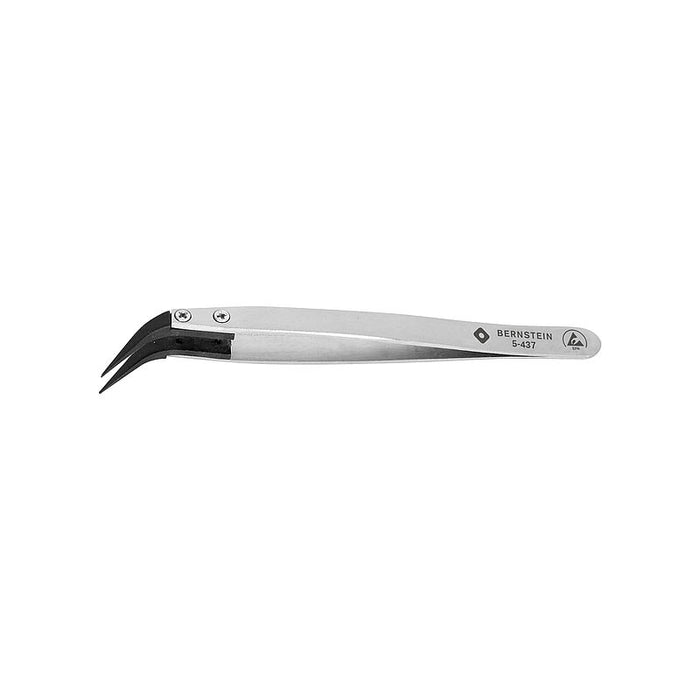 Bernstein ESD Changeable Tips Tweezers Bent 0.1mm Wide Conductive 5-437