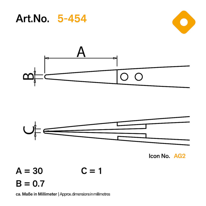 Bernstein ESD Ceramic Tweezers with Changeable Tips 0.7mm Width Dissipative 5-454