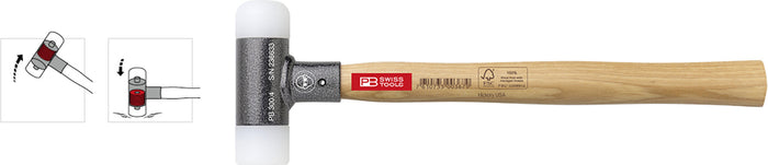 PB Swiss 300.1 Dead-Blow Mallet with Hickory Handle and Plastic Head 167g