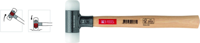 PB Swiss Dead-Blow Mallet Plastic Head Hickory Handle 32mm Dia / 391g