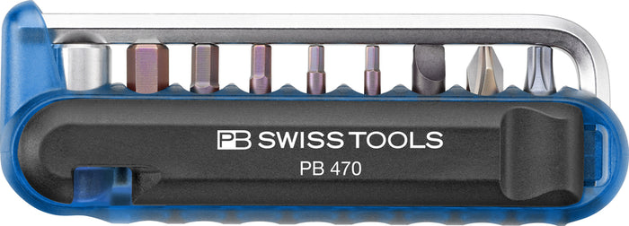 PB Swiss 470 Blue BikeTool Pocket Tool with 9 Screwdriving Tools & 2 Tyre Levers