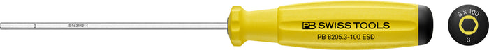 PB Swiss 8205 ESD SwissGrip Hexagon Screwdriver 3 x 100mm