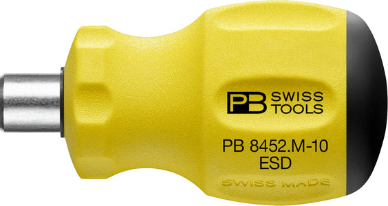 PB Swiss 8452 ESD SwissGrip (Electrostatic Discharge) Stubby Bit Holder with Magnet