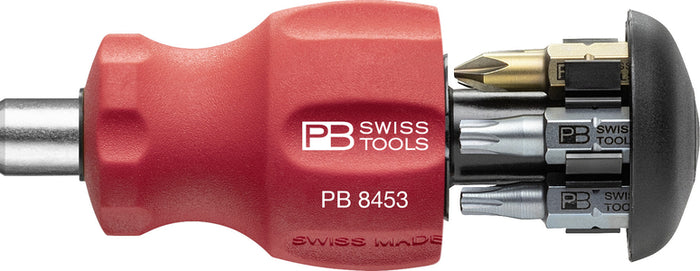 PB Swiss 8453 Insider Stubby Pocket Tool with Integrated Magazine & 6 Bits in Cardboard Box