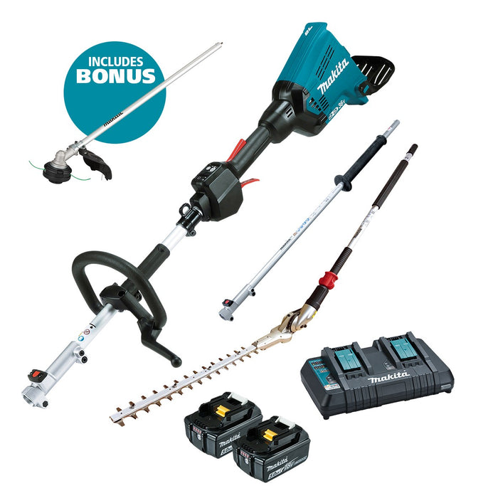 Makita 18Vx2 Brushless Multi-Function Powerhead & Hedge Trimmer Kit - Bonus EM409MP