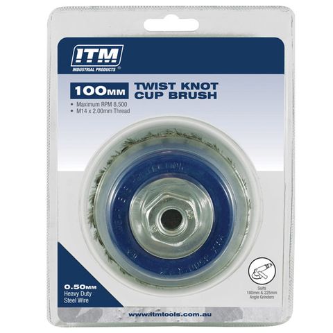 ITM Twist Knot Cup Brush Steel 75mm Multi Thread TM7000-075