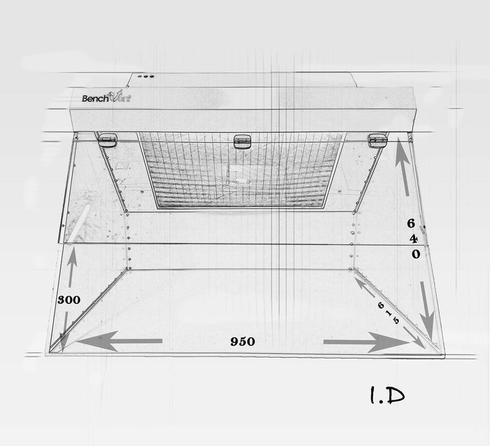 BenchVent Dual Speed Fume Cabinet (Hood ID 960 x 660x 620) BV930H-C
