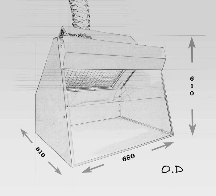 BenchVent Ducted Fume Extraction Cabinet (Hood ID 670 x 525 x 450) BV660H-D