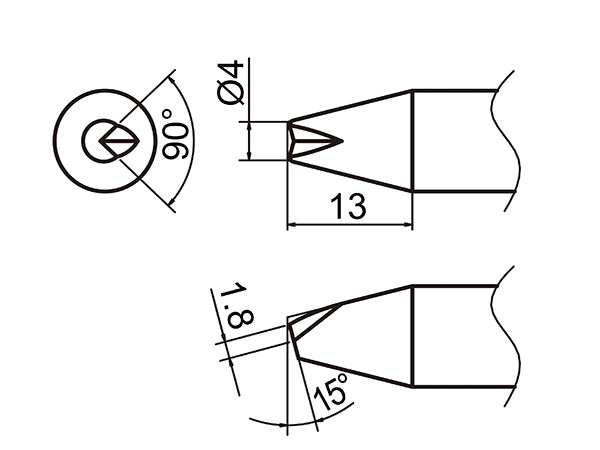 Hakko T37 Soldering Groove Tip/Shape-4BC with V-Groove for FX-8004 FX-8005