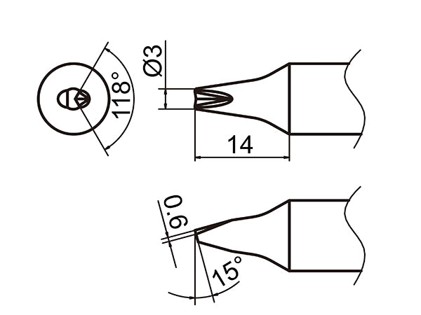 Hakko T37 Soldering Groove Tip/Shape-3D with V-Groove for FX-8004 FX-8005
