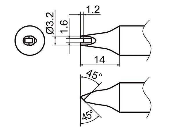 Hakko T37 Soldering Groove Tip/Shape-D Slot In:1.6mm Out:3.2mm for FX-8004 FX-8005