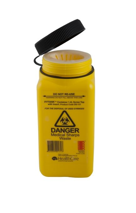Sharps Container 1.4L Screw Cap with Insert