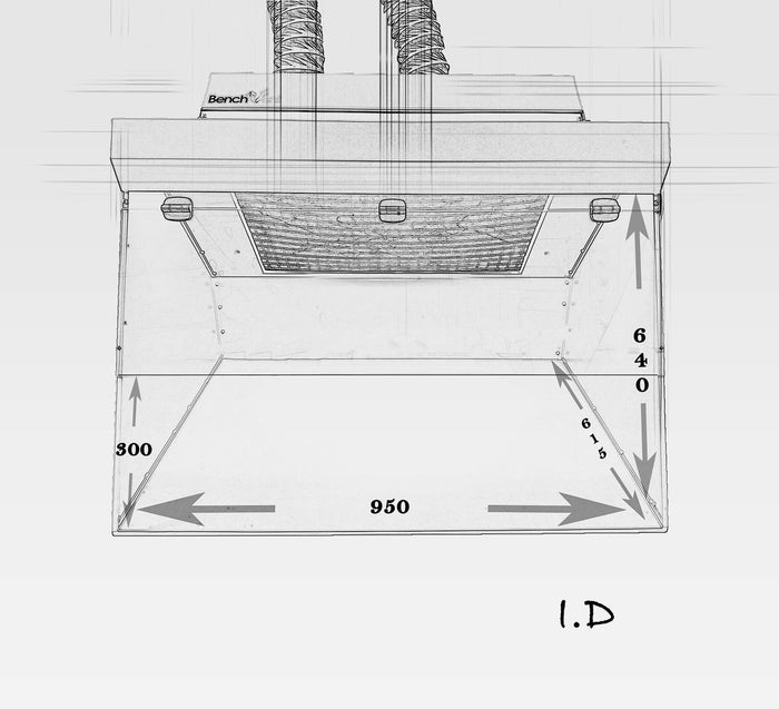 BenchVent Hood Mounted Ducted Fume Cabinet (Hood ID 960 x 660 x 620) BV930H-D