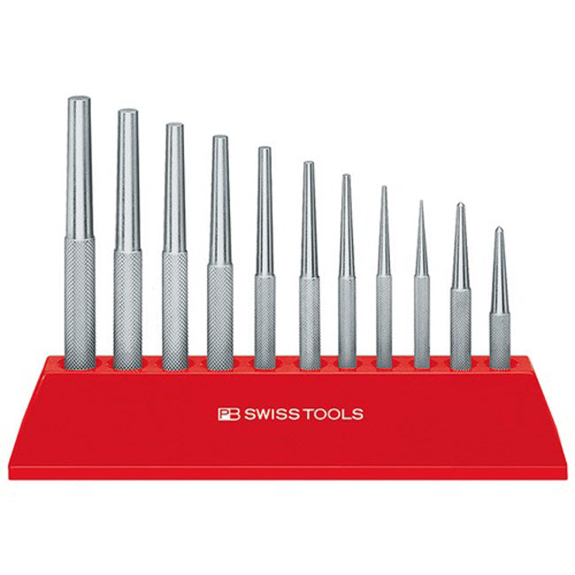 PB Swiss 720.H Safety Drift Punch & Pin Punch Knurled 11 Pce Set in Table Stand