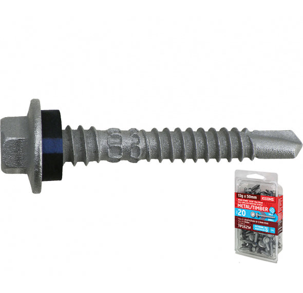 ICCONS Sd Hex Metal/Timber Washered C4 13-11 X 50 Trade Pack Of 20