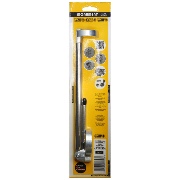 Monument 2-Jaw Professional Adjustable Basin Wrench 345V