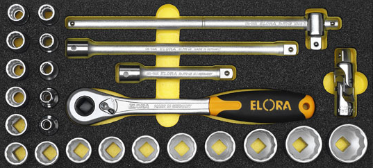Elora Socket Set 1/2in bi-hexagon 25 Pce Module OMS-3