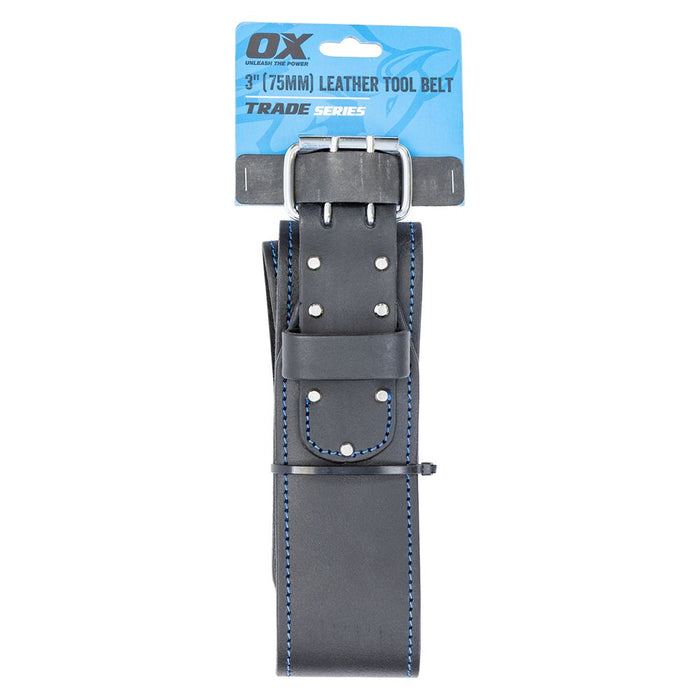 OX Trade Black Leather Belt - 3in