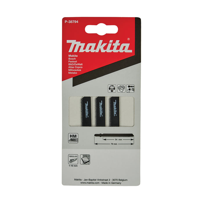 Makita Carbide Grit Jigsaw Blade 79mm x 50 Grit Carbide Grit / Fine 3 Pack P-38794