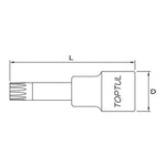 Toptul Spline Bit Socket Extra Long 1/2