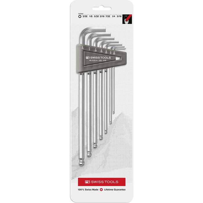 PB Swiss 7 Pce Imperial Hex Key Long Arm L-Wrench Set with Ball Point in Blister Pack