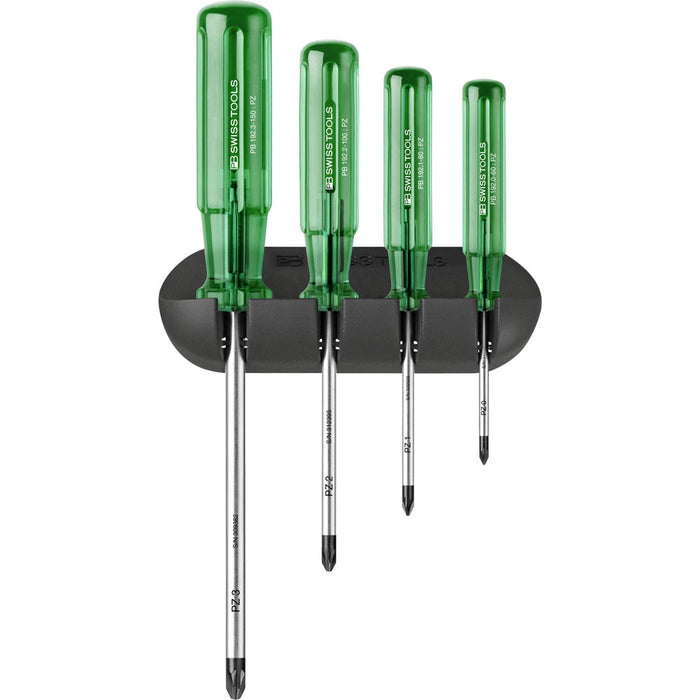 PB Swiss 4 Pce Pozi Classic Screwdriver Set with Wall Mount